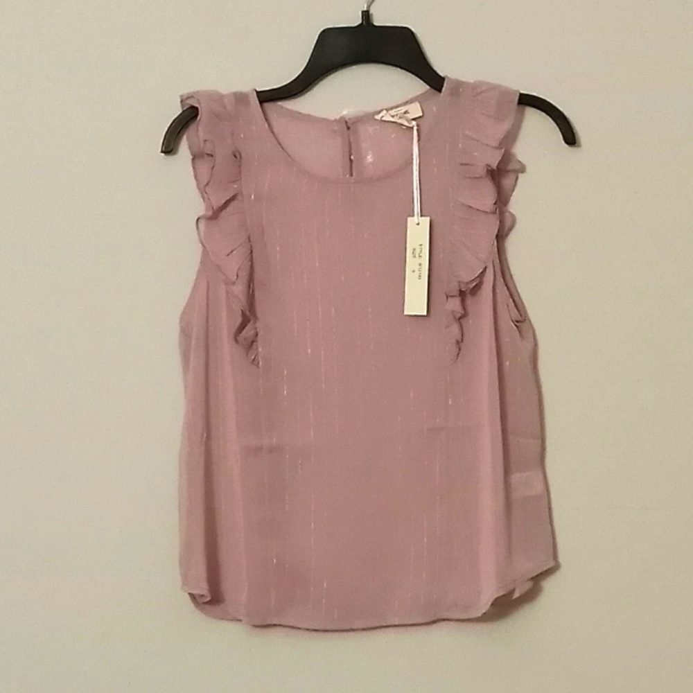 New metallic thread ruffled blouse size small